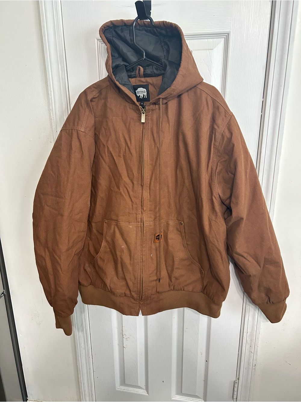 Buffalo Brown Hooded Work Jacket - Men's Zip Front